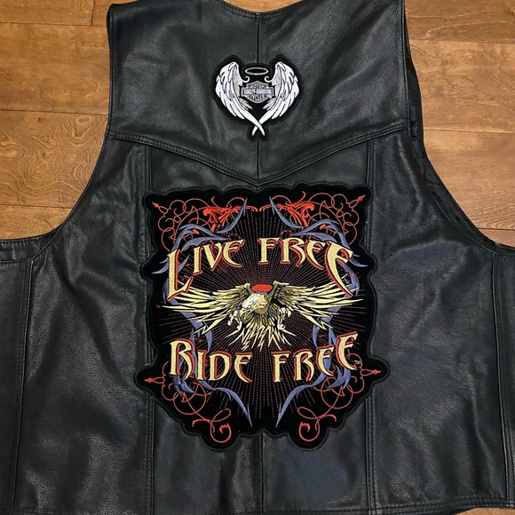 Women’s Genuine Leather Vest with Harley Davidson patches XL Biker Motorcycle - Picture 11 of 13